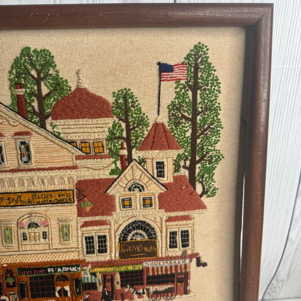 1980s Framed Vintage Dimensions Crewel Victorian Street Charles Wysocki 17x20 - Picture 4 of 12
